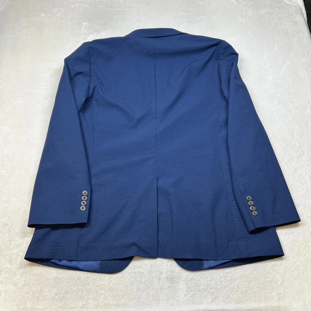 Stafford Textured Sport Coat Mens 46R 46 Blue Classic Fit‎ Cotton Stretch